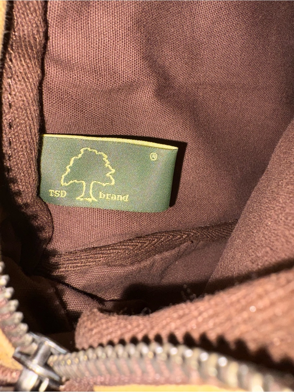 TSD Brand Hidden Woods Canvas Sling Crossbody Bag Travel Khaki Tan Multi Pocket - Picture 12 of 16